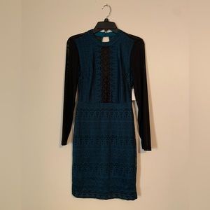 NWT! GUESS Los Angeles Black & Emerald Lace Women’s Dress ~ Sz 2
